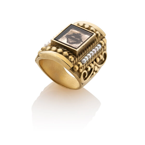 Pearls and sacred heart ring