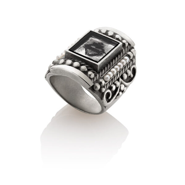 Pearls and sacred heart ring