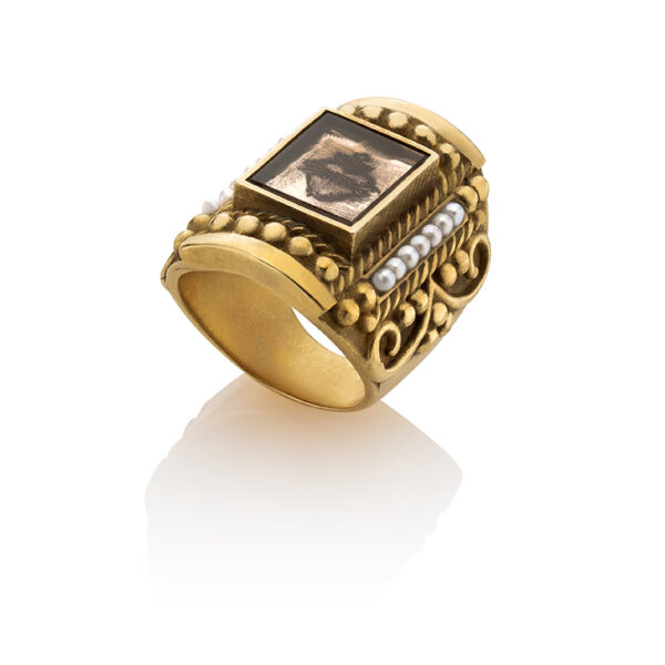 Pearls and sacred heart ring