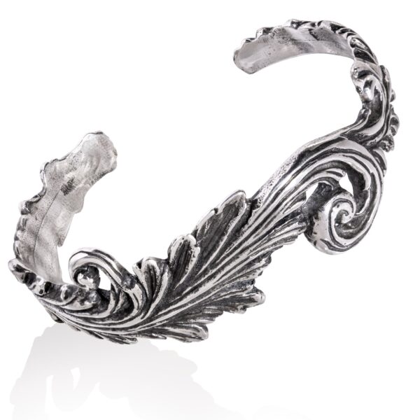Silver Acanto Bracelet - handcrafted acanthus leaf cuff by Marco de Luca